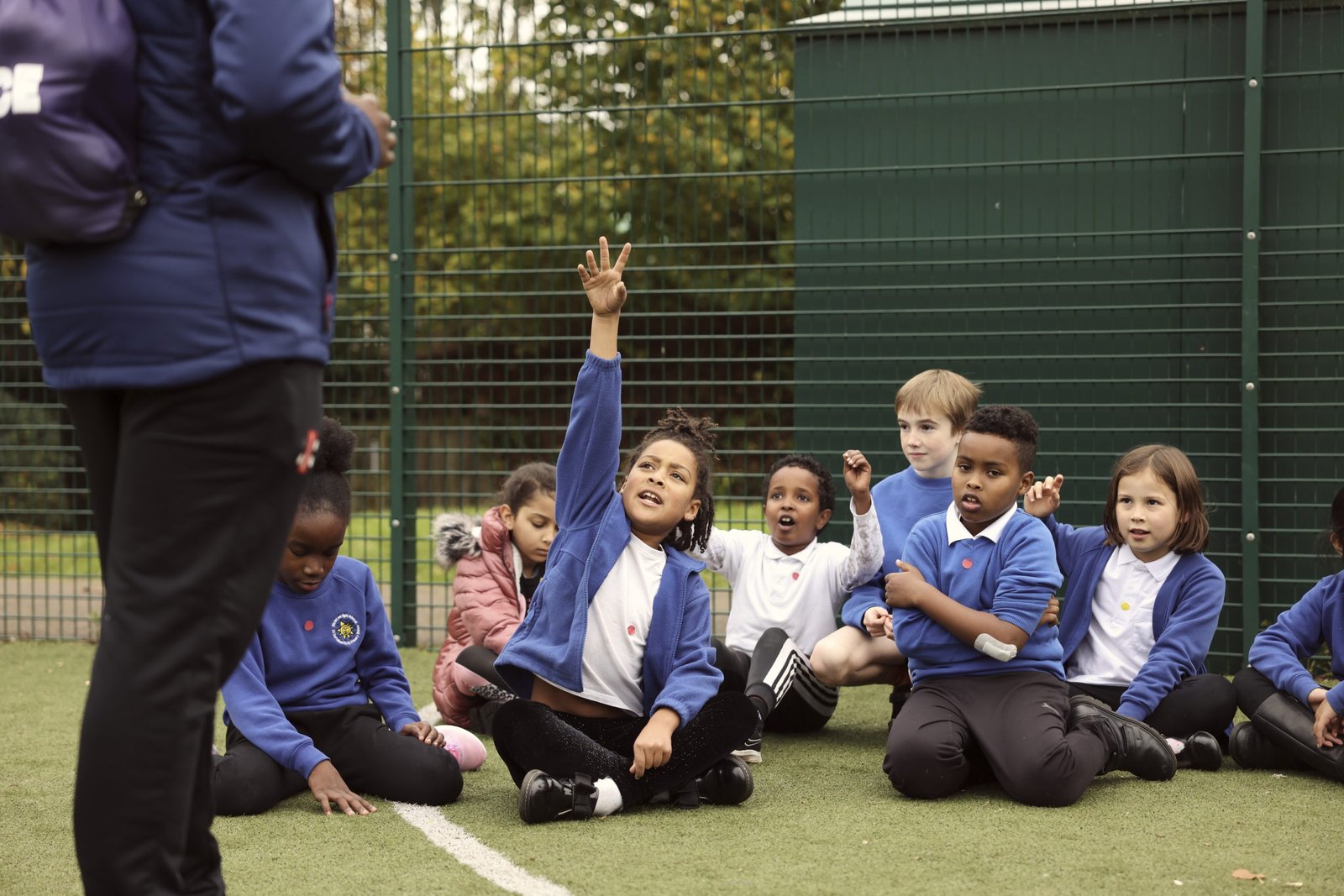 BRISTOL, ENGLAND. NOVEMBER 05, 2021; ACE coach Theo Gordon takes a childrens training session at St Barnabas Primary School in Brisol, England, on November 05, 2021.